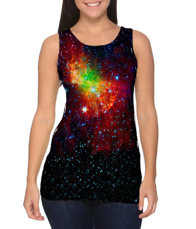 Plus Size Women's Puff - Sleeve Tank Tops in Pastel HuesSpace Galaxy Dumbell Nebula