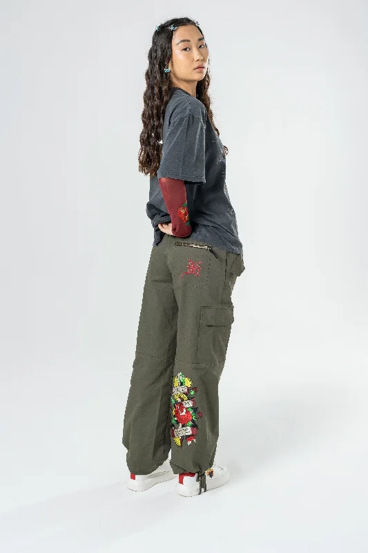 Women's Cargo Pants with Zippered Pockets in Dark Brown for Secure Storage on the GoWomens True To My Love Cargo Pants Trousers - Olive Women's Cargo Pants with Zippered Pockets in Dark Brown for Secure Storage on the GoWomens True To My Love Cargo Pants Trousers - Olive