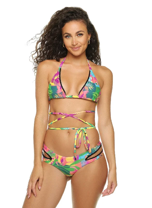 Floral - printed bikini for a feminine and colorful beach vibeTeddy Wrap Triangle Bikini Top - Havana Nights Jungle Print Floral - printed bikini for a feminine and colorful beach vibeTeddy Wrap Triangle Bikini Top - Havana Nights Jungle Print