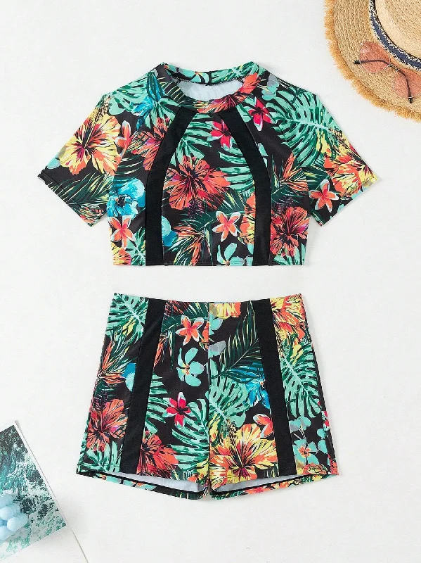 Sustainable bikini made from recycled materials for eco - conscious beachgoersTropical Fest Crop Top & Shorts Bikini Set Sustainable bikini made from recycled materials for eco - conscious beachgoersTropical Fest Crop Top & Shorts Bikini Set